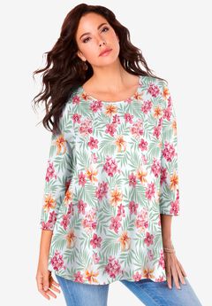 Plus Size Ultimate Three Quarter Sleeve Swing Tee