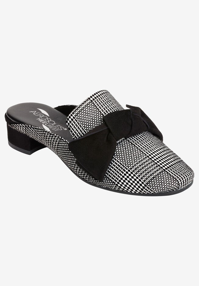 Right Way Mule by Aerosoles®, BLACK WHITE FABRIC, hi-res image number 0