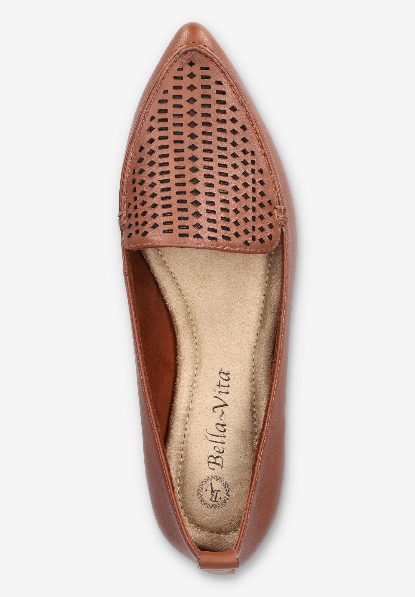 Alessi Perf Pointed Toe Flat, DARK TAN LEATHER, alternate image number 6