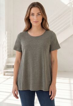 Plus Size Ultimate Cotton Crewneck Short Sleeve Swing Tee