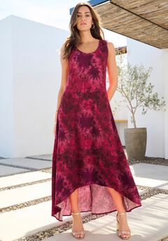 Plus Size Stretch Knit Sleeveless A-line Maxi Dress