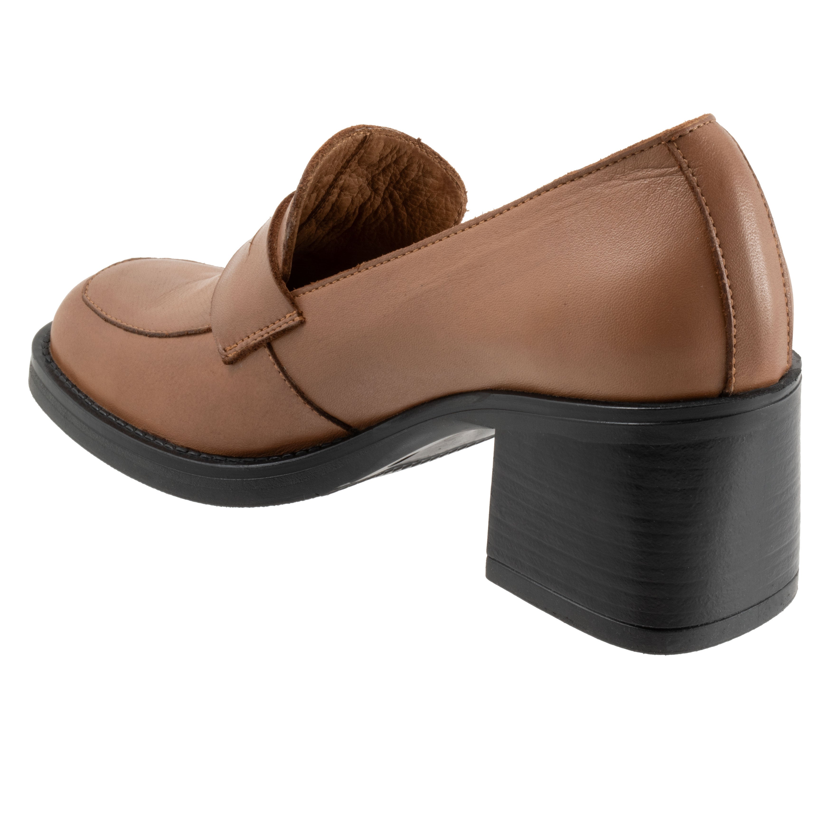 Ruth Leather Loafer, DARK TAN, on-hover image number 1