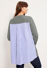 Poplin-Back Pullover Sweater, , on-hover image number null
