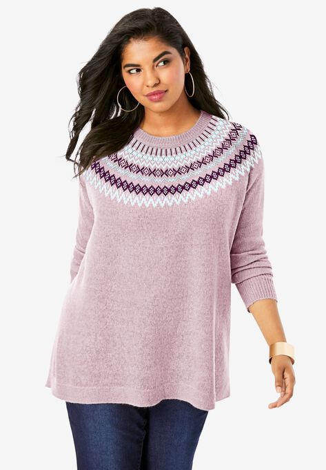 Fair Isle Pullover Sweater, BLUSH CLASSIC FAIR ISLE, hi-res image number null