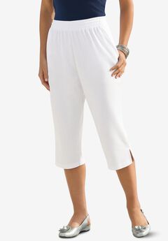 Plus Size Soft Knit Relaxed Pull-On Capri Pant