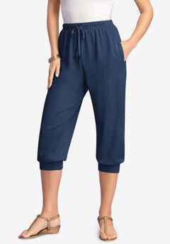 Drawstring Soft Knit Capri Pant