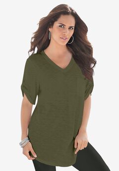 V Neck Boyfriend Textured Tunic