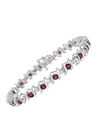 Sterling Silver Gemstone & Round Diamond Tennis Bracelet Ruby July Birthstone, , alternate image number null