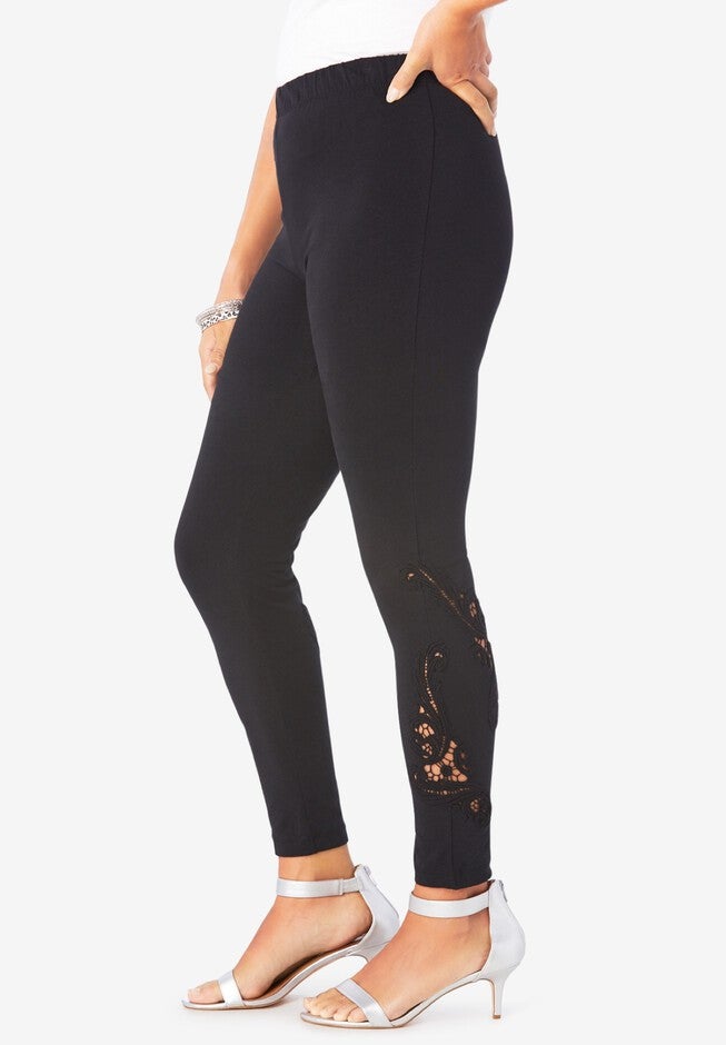 Lace-Inset Essential Stretch Legging, , alternate image number 2