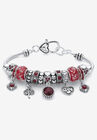 Antique Silvertone Simulated Birthstone 8" Charm Bracelet, JANUARY, hi-res image number null