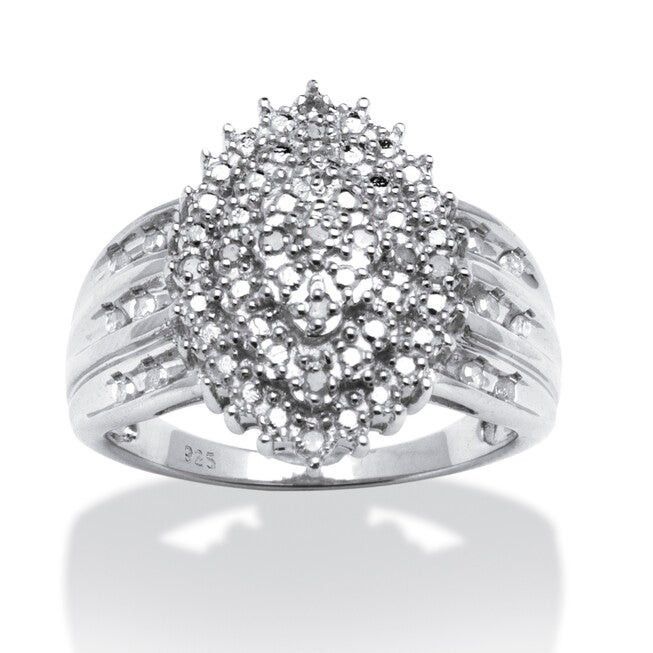 3/8 TCW Round Diamond Cluster Ring in Platinum-plated Sterling Silver, WHITE, hi-res image number 0