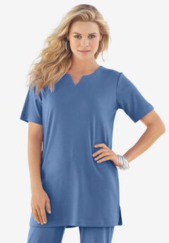 Plus Size Soft Knit Tunic with Notch Neckline