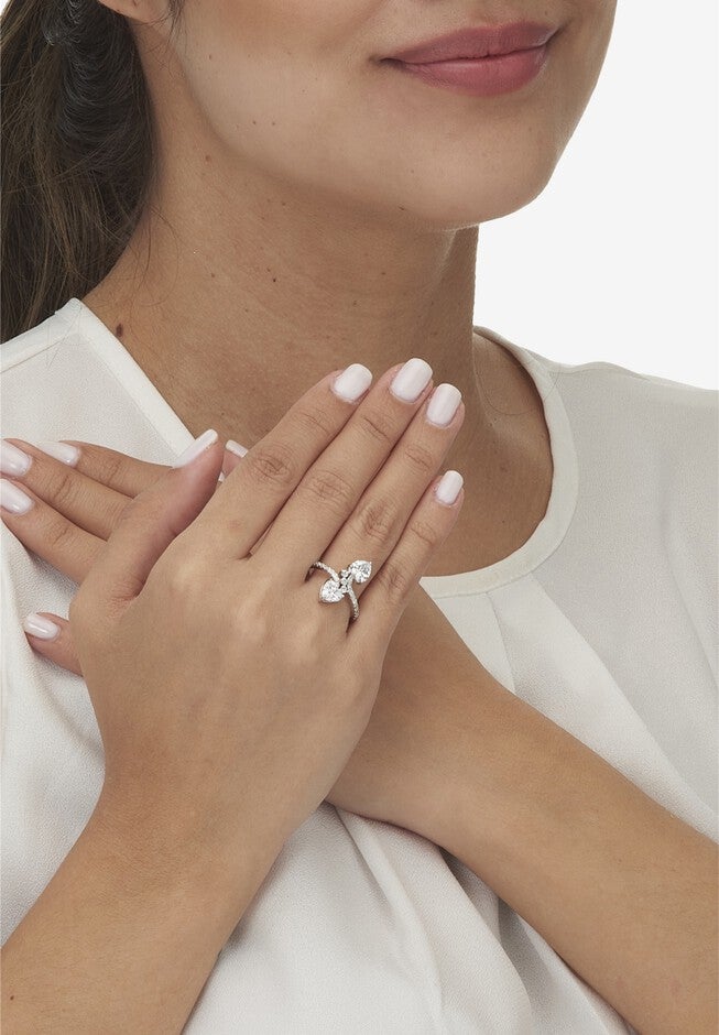 1.92 Tcw Heart Shaped Cubic Zirconia Sterling Silver Ring, , alternate image number 2