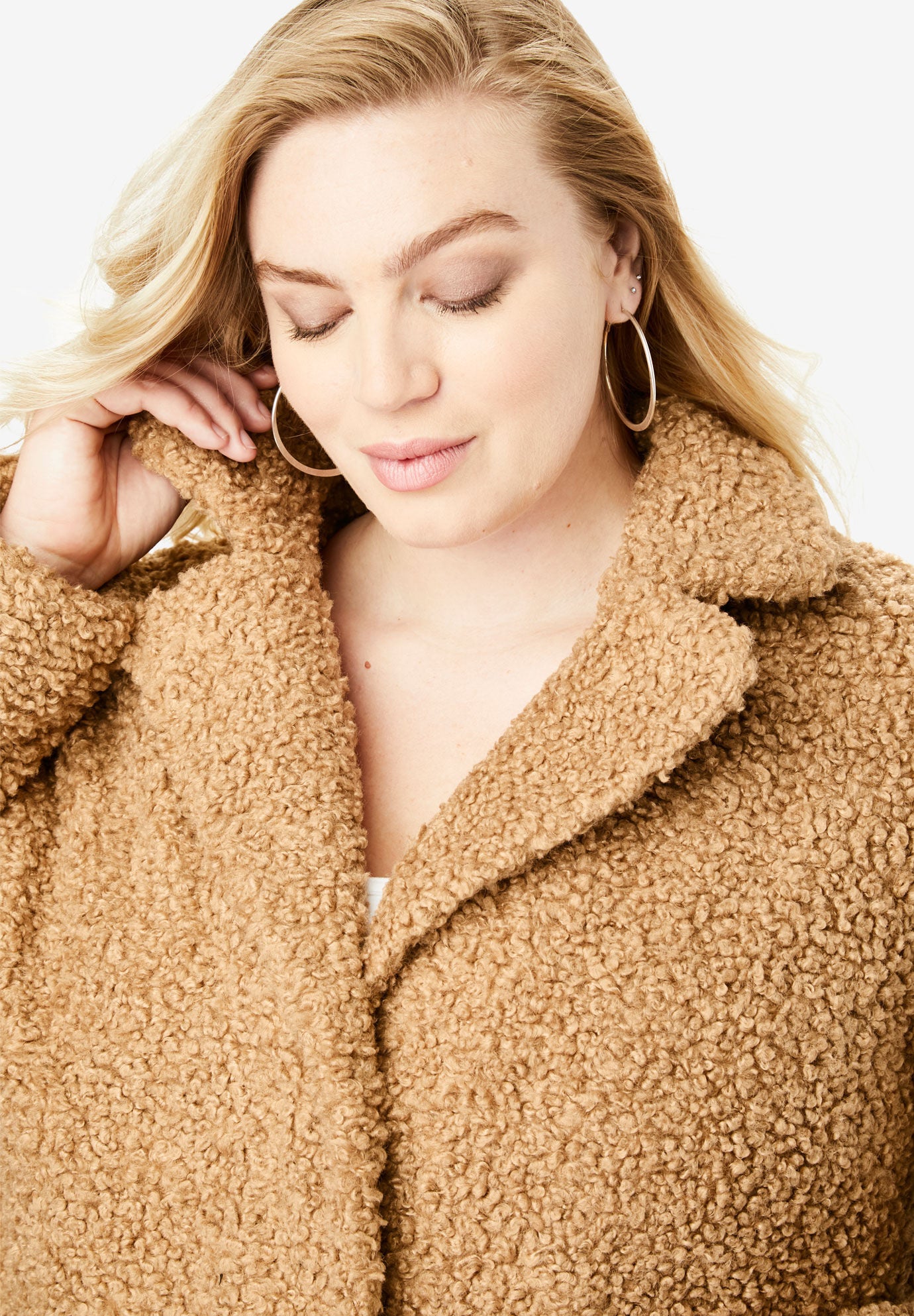 Womens plus size teddy bear coat clearance