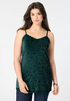 Lace Trim Knit Cami with Adjustable Straps