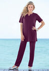 Notch-Neck Soft Knit Tunic, , alternate image number null