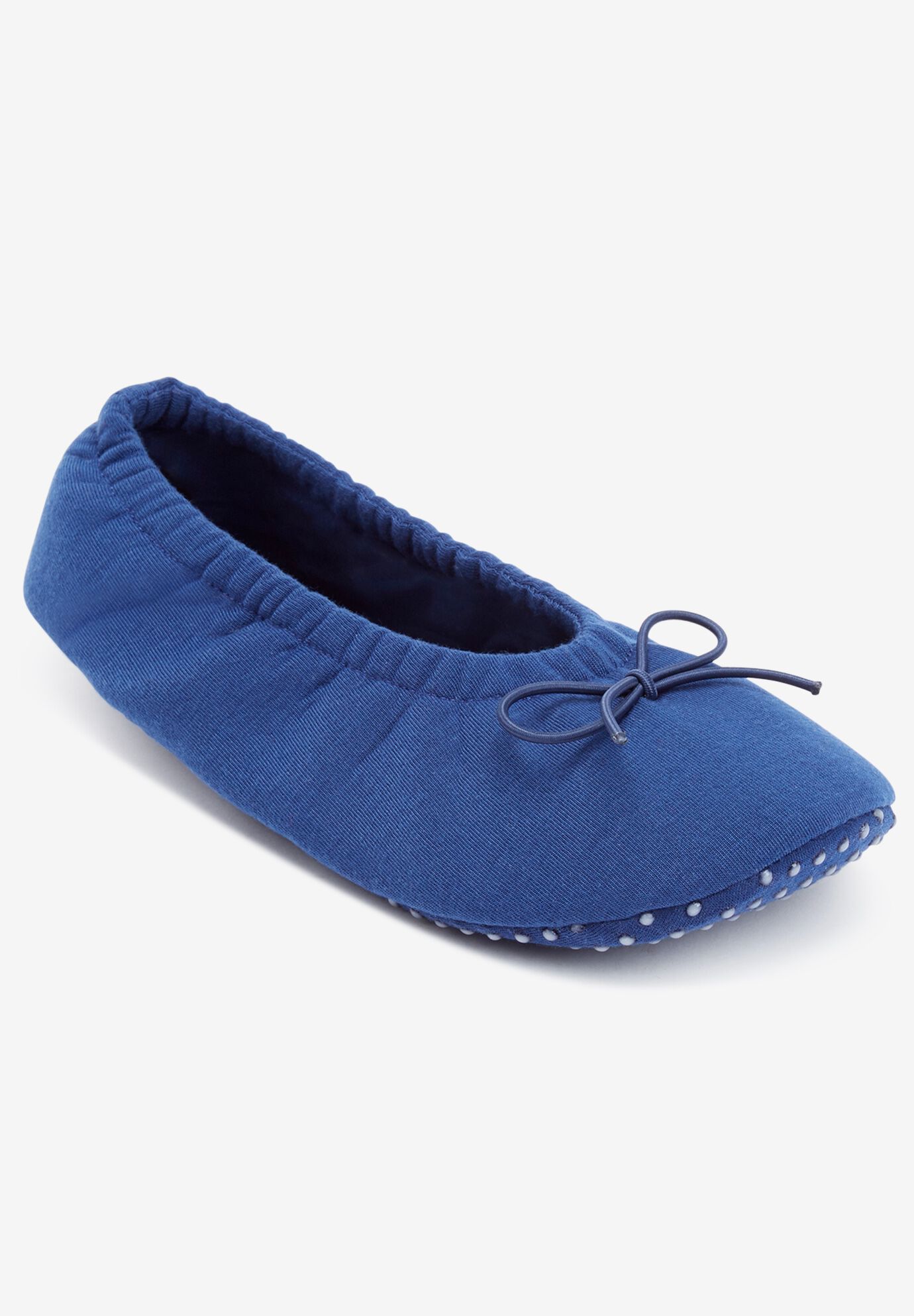 Free Step Nightshade Blue Ladies Wide Fitting Mule Slippers With Touch Fastening 