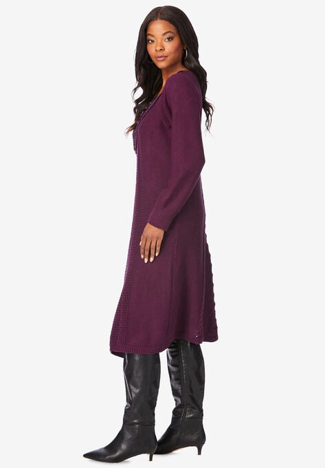 Lace Yoke Sweater Dress, , alternate image number null