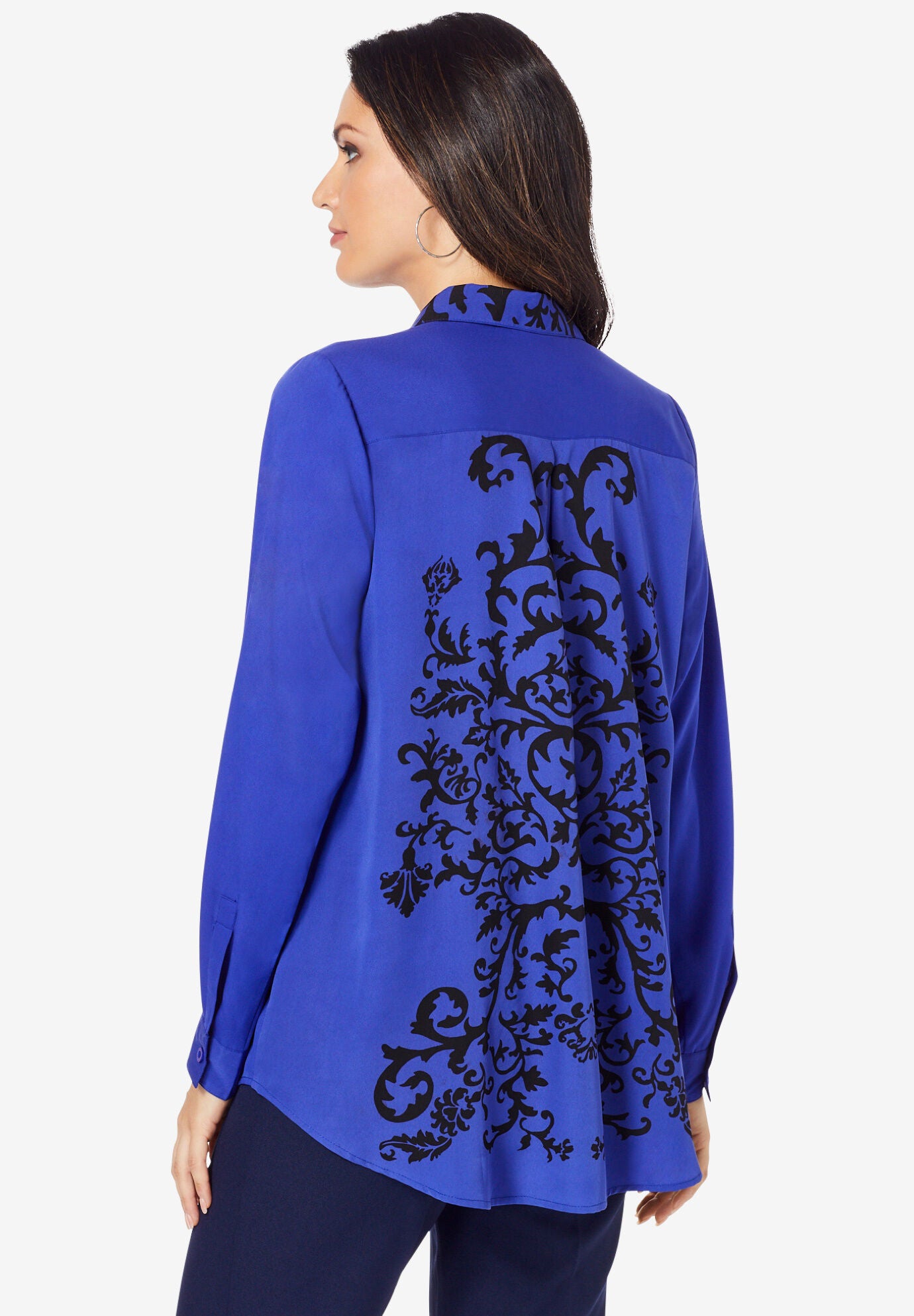 Scroll Print Shirt, PINK DAMASK SCROLL, on-hover image number 1