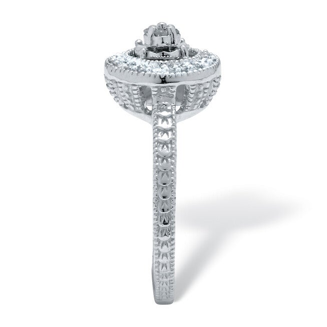 .10 TCW Diamond Sterling Silver Halo Ring, WHITE, alternate image number 3