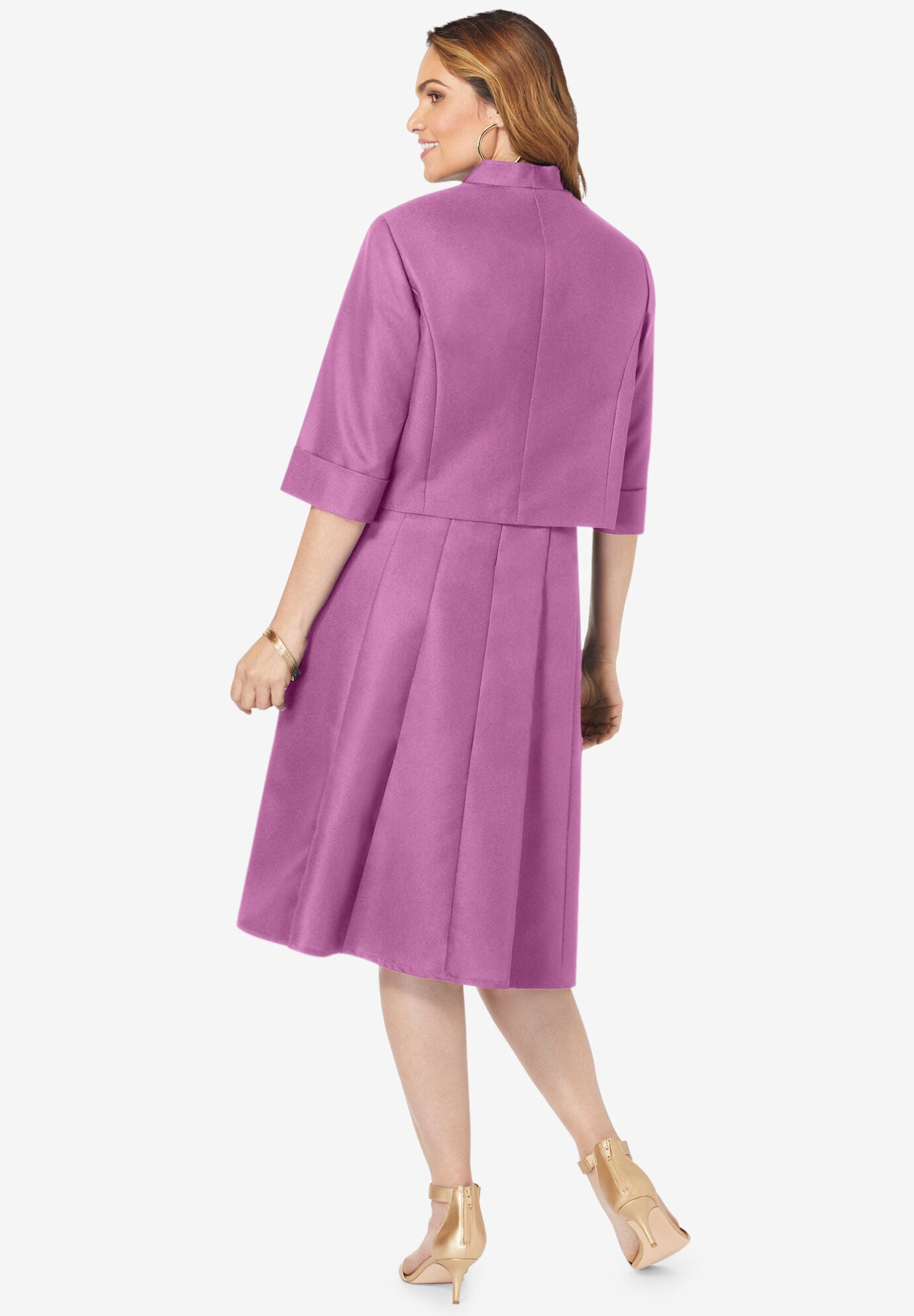 Plus Size Elbow Sleeve Fit-and-Flare Dress with Bolero Jacket &ndash; 2-Piece Suit, , alternate image number 5