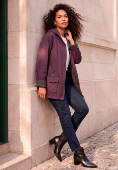 Plus Size Hooded Nylon Jacket