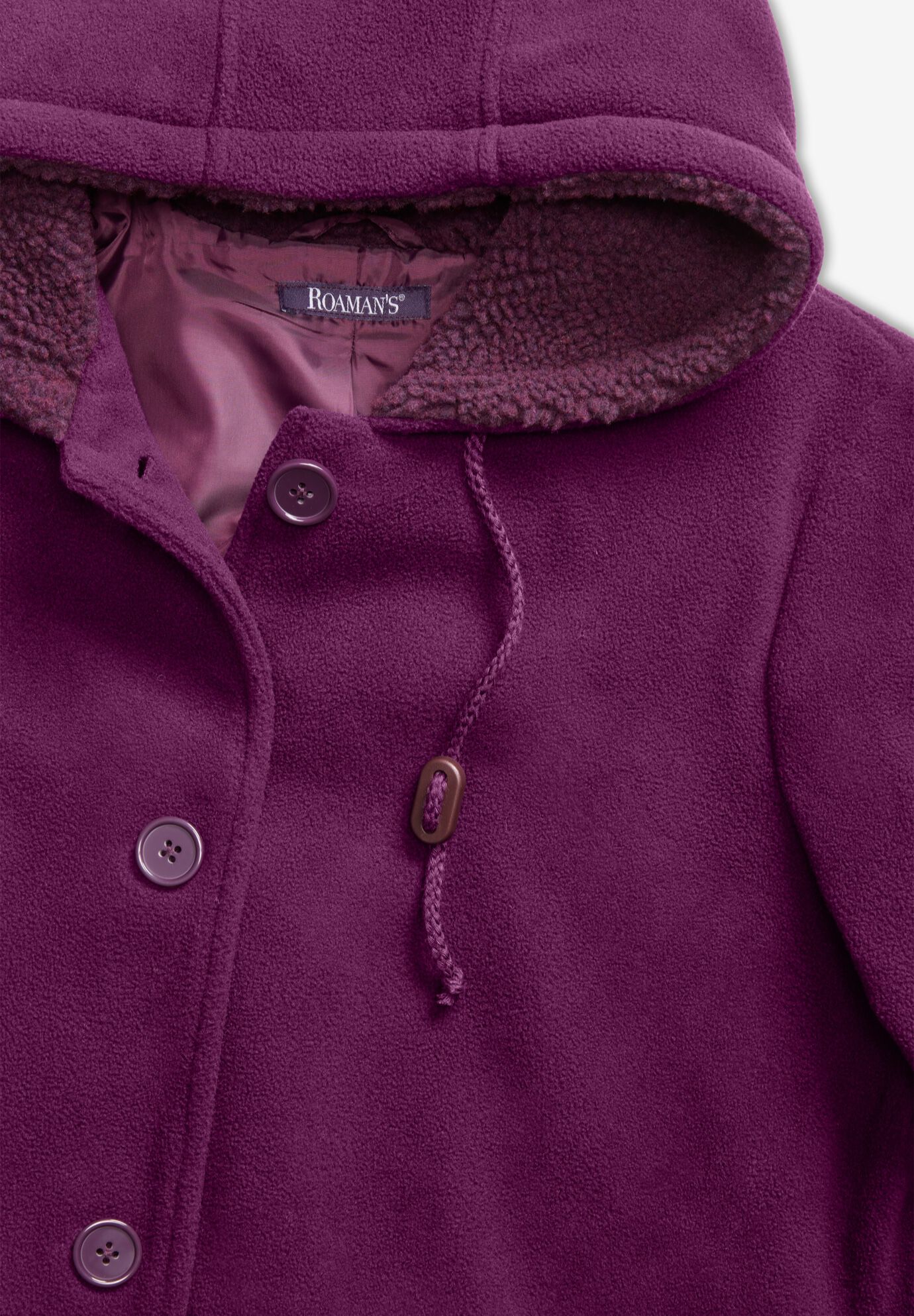 Fleece hooded button coat online