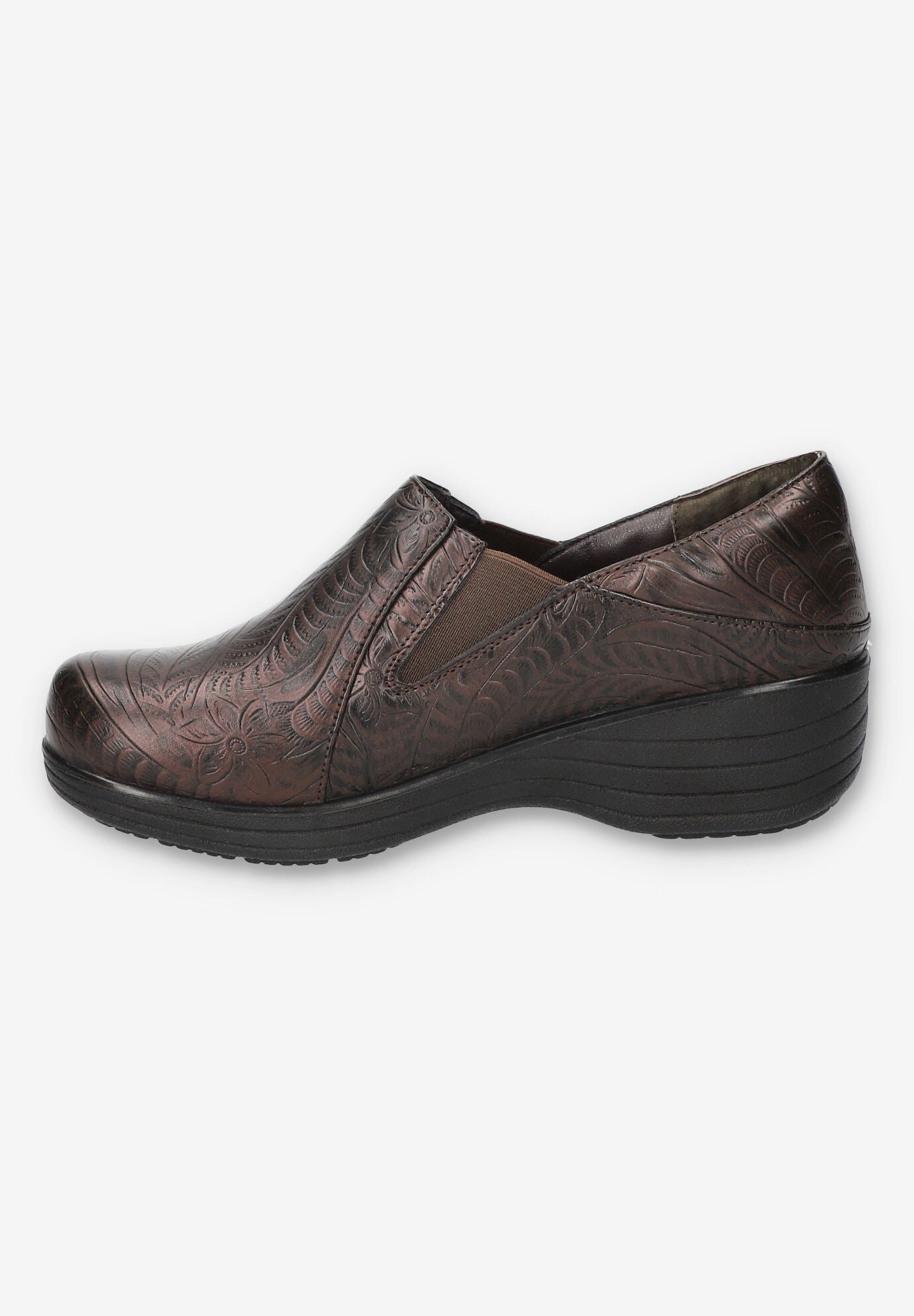 Domino Slip-Resistant Clog, BROWN TOOLED, alternate image number 4