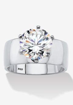 4 Tcw Round Cubic Zirconia Solitaire Ring In .925 Sterling Silver
