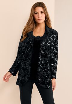 Plus Size Sequin Embroidered Blazer