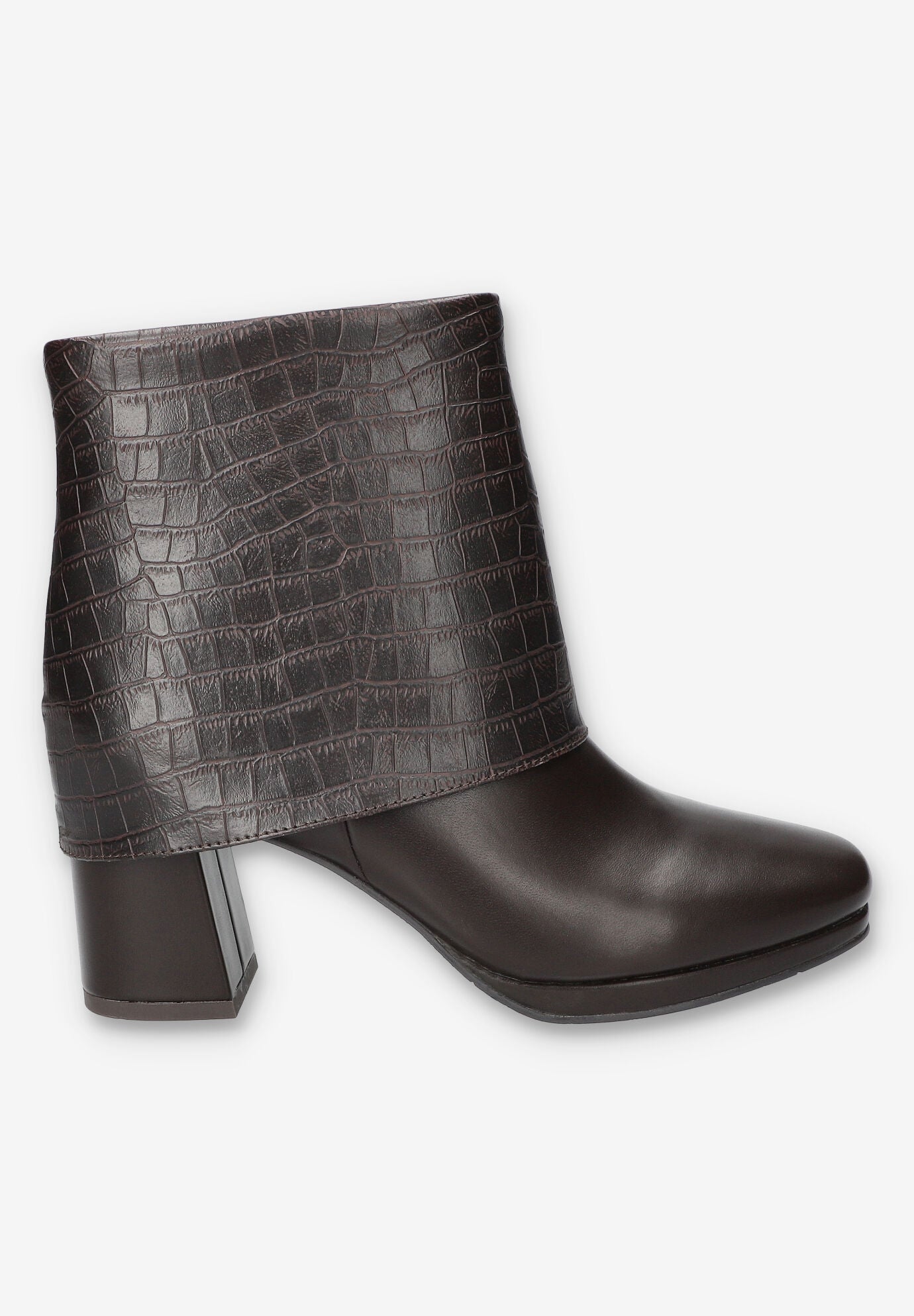 Sutton Sqaure Toe Ankle Boot, BROWN CROCO, alternate image number 2