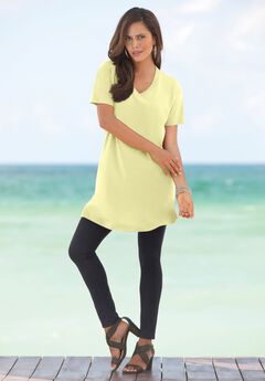 Plus Size Ultimate Cotton V-Neck Short Sleeve Tunic