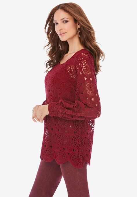 Scallop Crochet Pullover, , alternate image number null