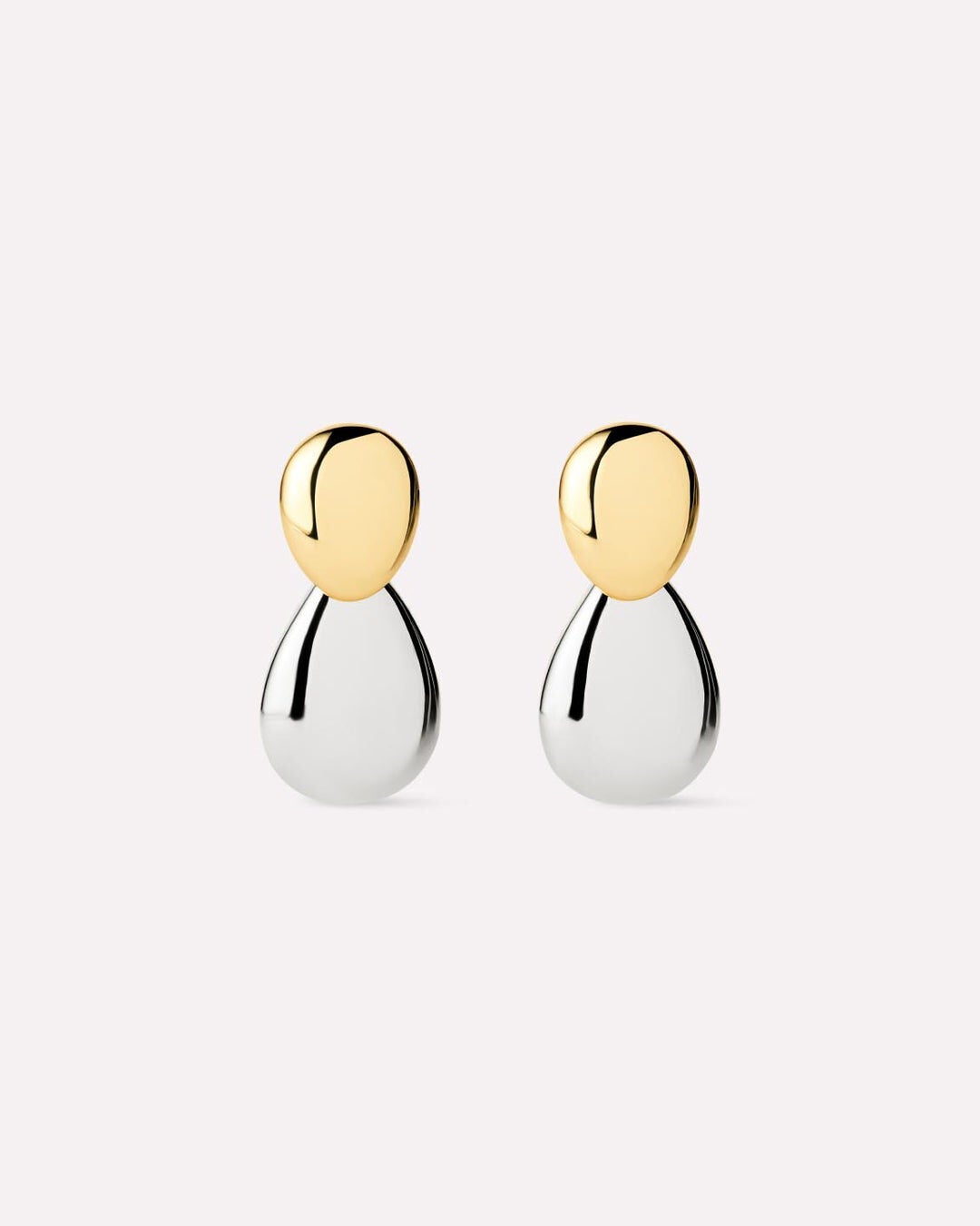 Pebble Two Tone Drop Earrings, TWO TONE, hi-res image number 0
