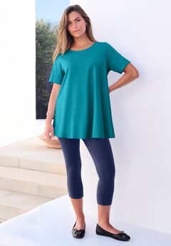 Plus Size Ultimate Cotton Crewneck Short Sleeve Swing Tee