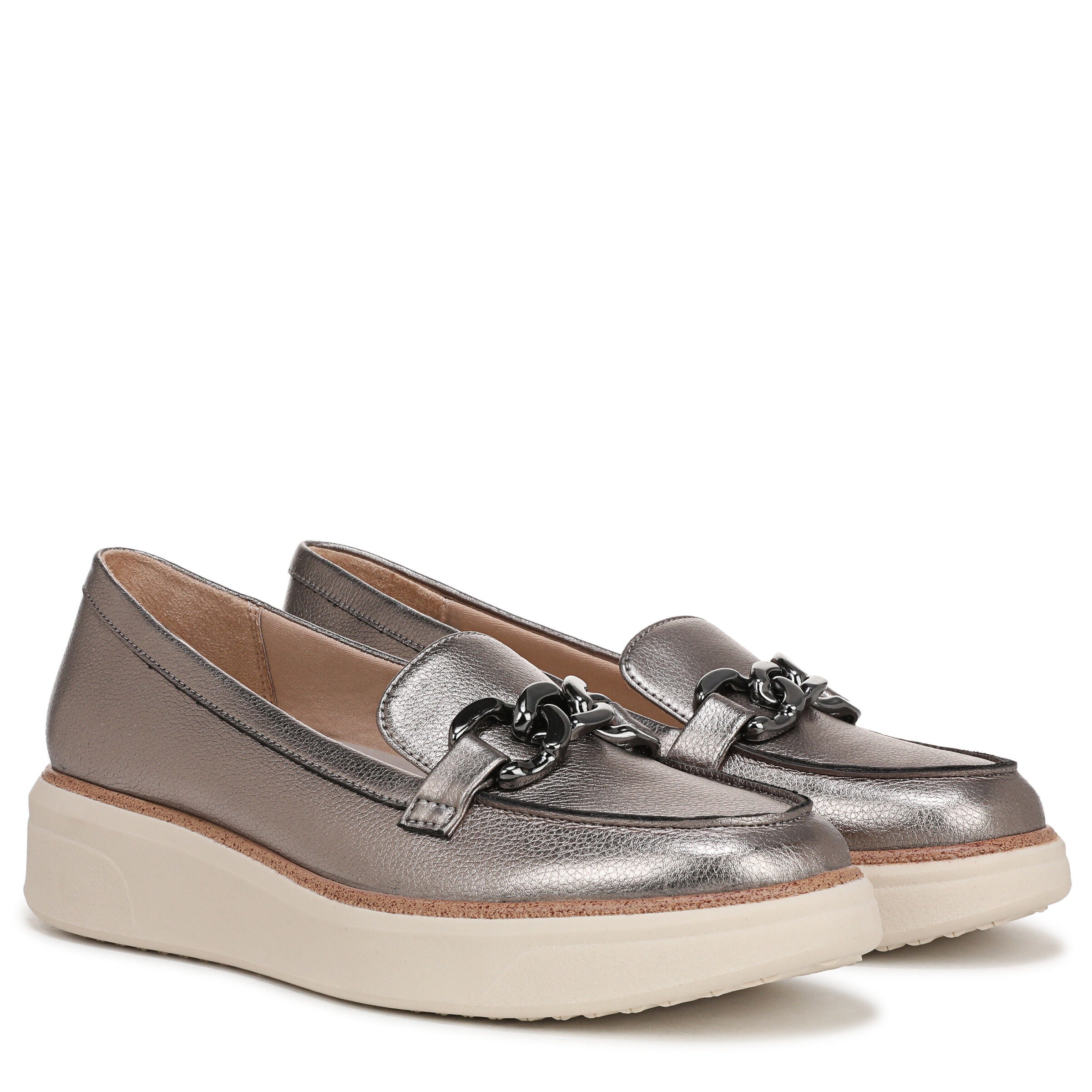 Chelsea Bit Platform Loafter, PEWTER GREY LEATHER, alternate image number 2