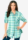 Flannel Tunic, MINT JADE PLAID (YARN-DYE), hi-res image number null