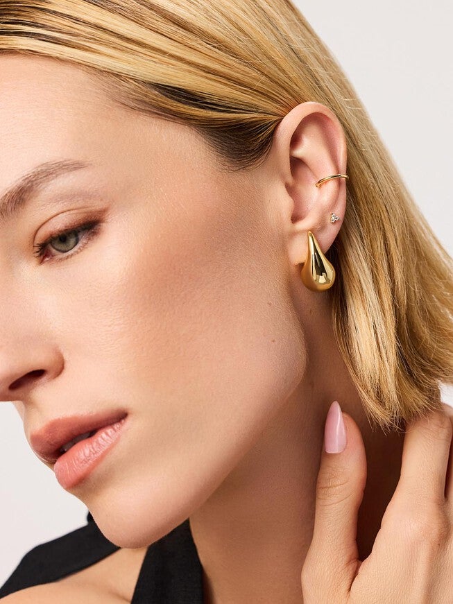 Kiara Gold Statement Earrings, GOLD, alternate image number 1