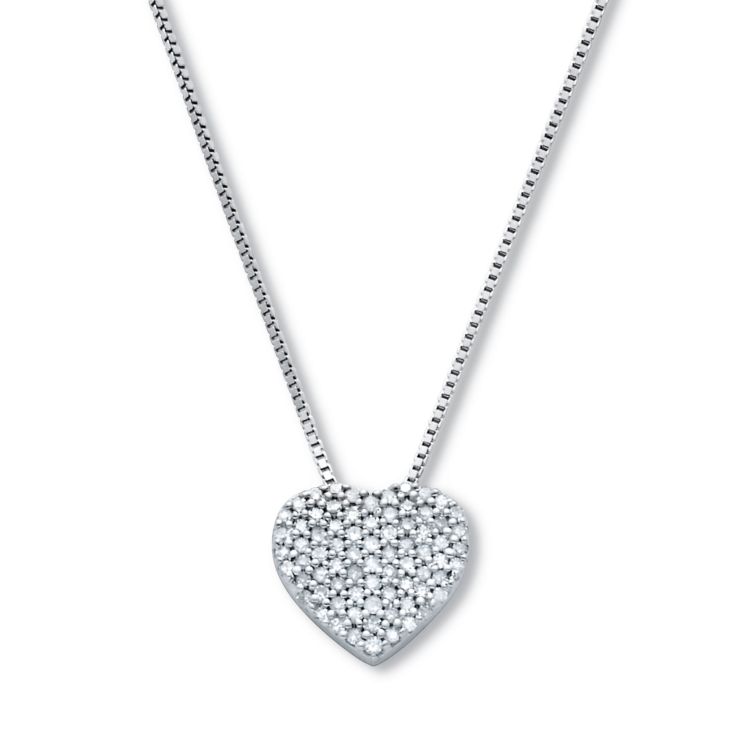 .22 TCW Diamond Sterling Silver Heart Pendant and Chain 18 Inches, WHITE, hi-res image number 0
