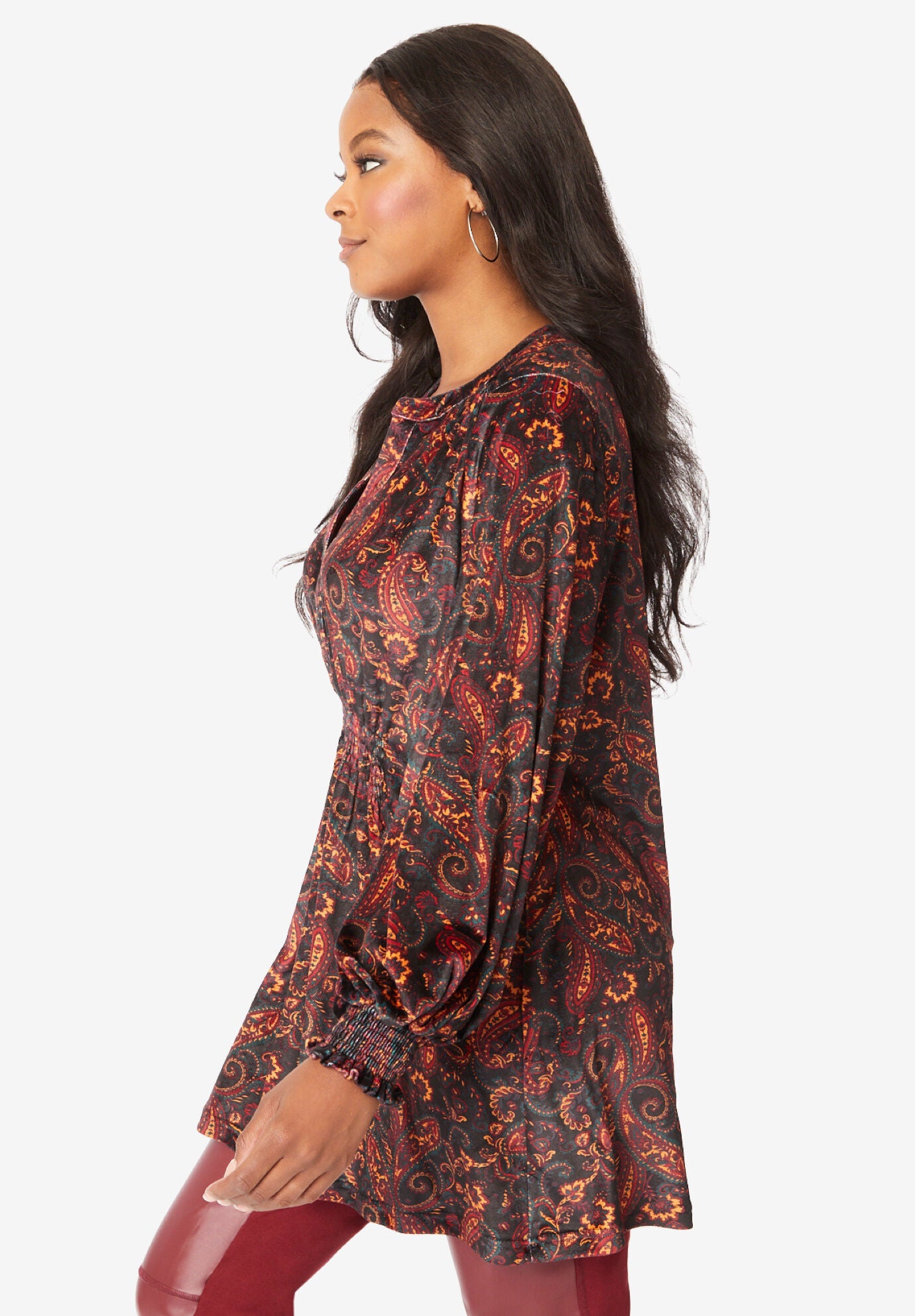 Printed Velour Tunic, , alternate image number 2