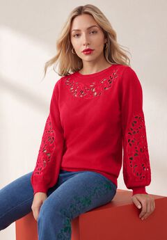 Plus Size Pullover Sweater with Cutout Detail