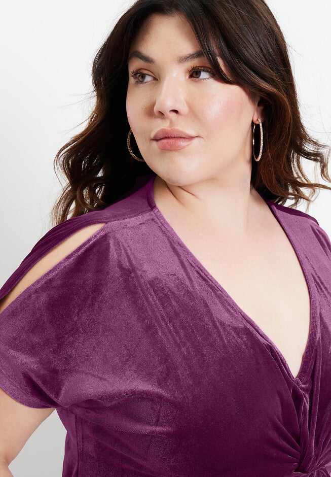 Fashionable Velour TwistFront Dress, 4450934 Roaman's