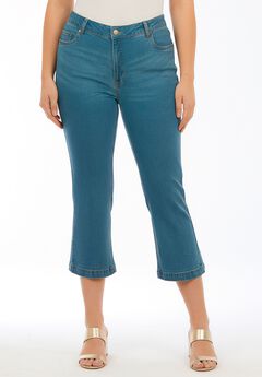 Plus Size Classic Stretch High-Rise Kick-Flare Cropped Jean