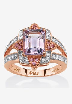 2.93 Tcw Genuine Amethyst 18K Rose Gold-Plated Sterling Silver Ring