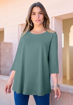Plus Size Ultimate Three Quarter Sleeve Swing Tee