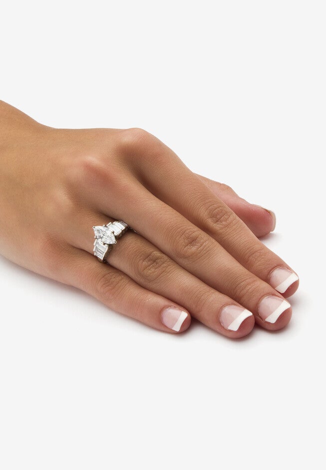 3.82 Ct Tw Cubic Zirconia Ring In Platinum-Plated Sterling Silver, , alternate image number null