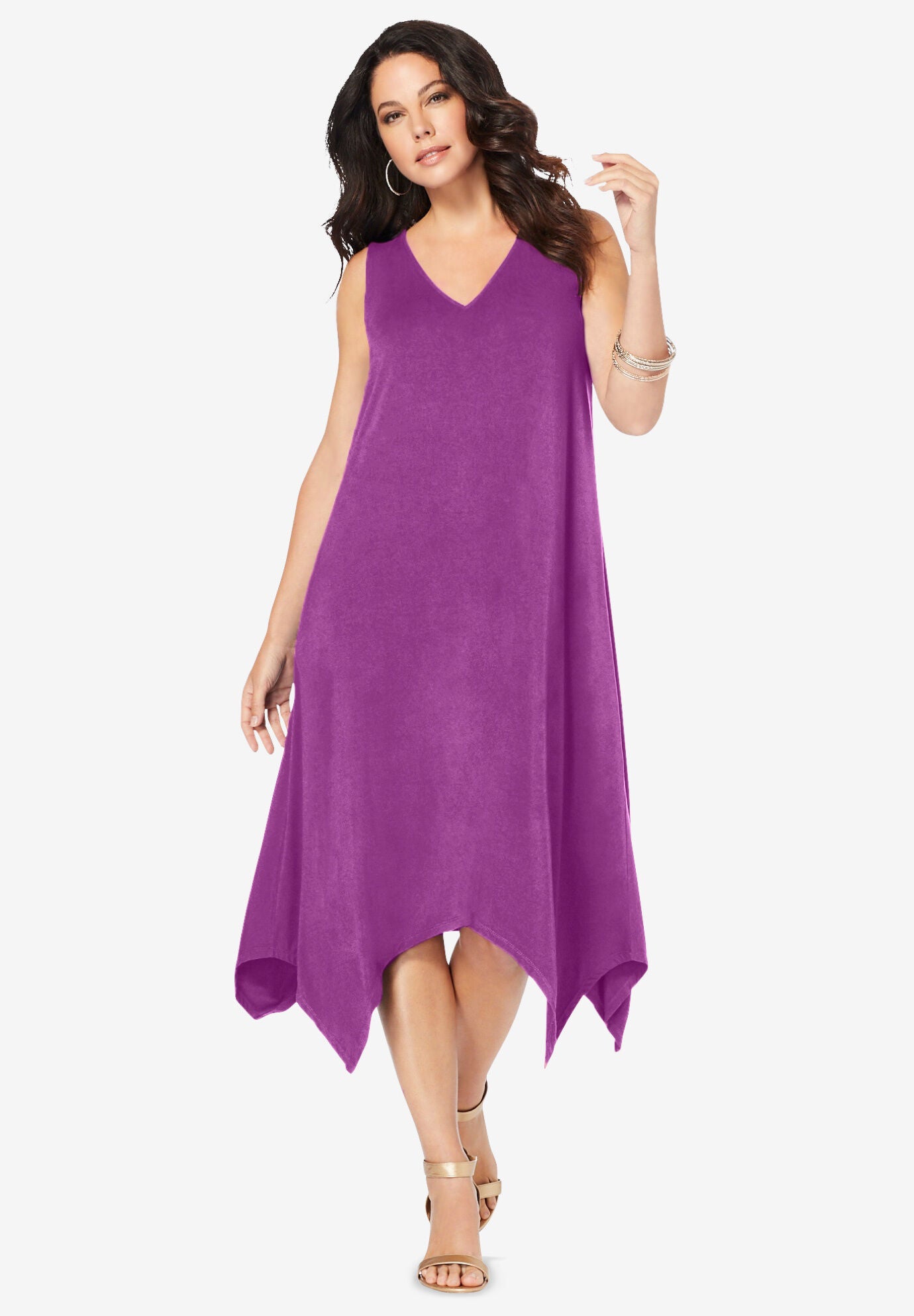 Stylish Sleeveless Swing Dress, Purple Magenta Roaman's
