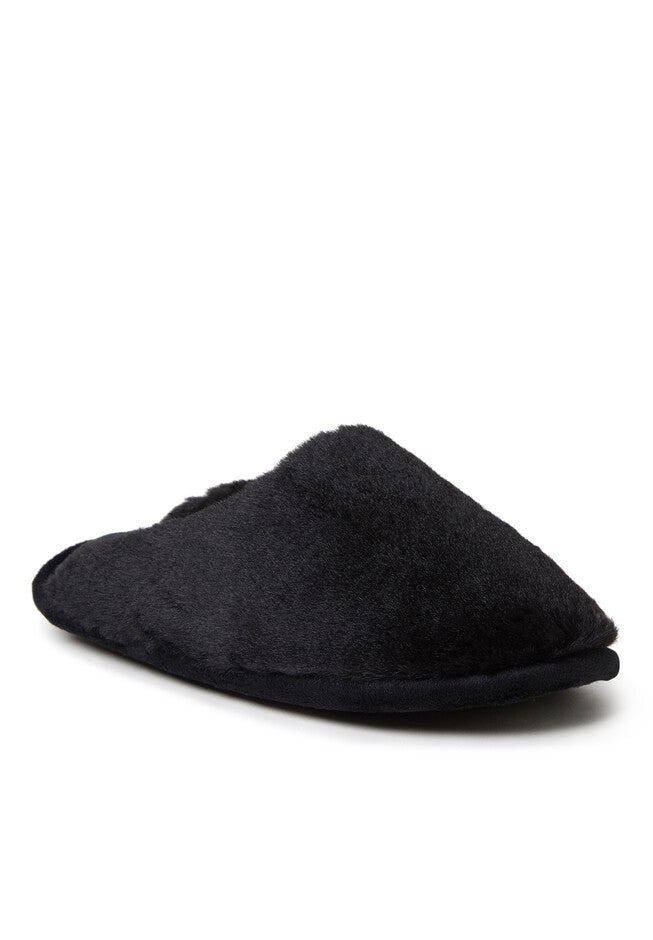 Bailey Plush Furry Scuff by Dearfoams, BLACK, hi-res image number null