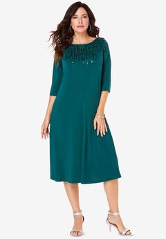 Ultrasmooth® Fabric Embellished Swing Dress