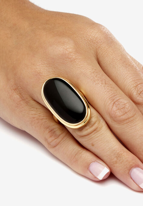 Gold-Plated Black Onyx Ring, , alternate image number null